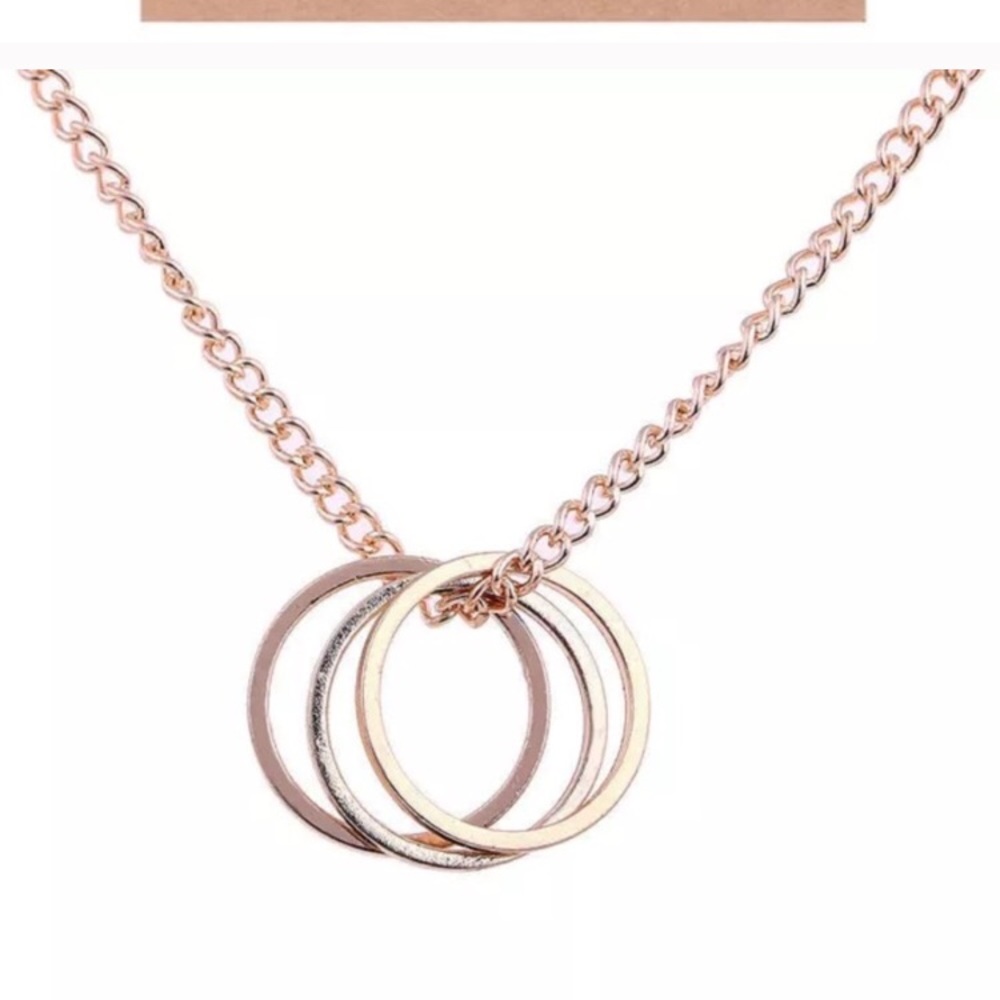 Golden Toned Karma Triple Rings Card Necklace - Picture 4 of 5